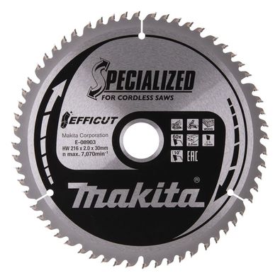 Makita Handkreissägeblatt, Efficut T.C.T • 216 x 30 mm • 60 Zähne • Holz