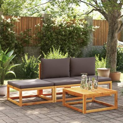 vidaXL 4-tlg. Garten-Sofagarnitur mit Kissen Massivholz Akazie
