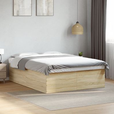 vidaXL Bettgestell Sonoma-Eiche 160x200 cm Holzwerkstoff