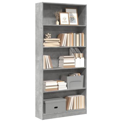 vidaXL Bücherregal Betongrau 80x24x176 cm Holzwerkstoff