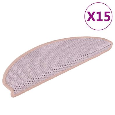 vidaXL Treppenmatten Selbstklebend Sisal-Optik 15 Stk. 65x21x4 cm Rosa