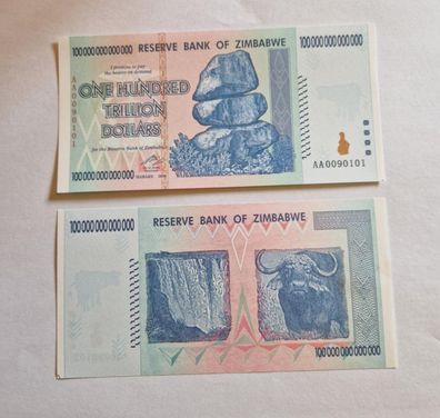 100 Trillion Dollars / /A009.... Banknote/ Zimbabwe 2008/BF-UNC/TOP (Z1106-2)