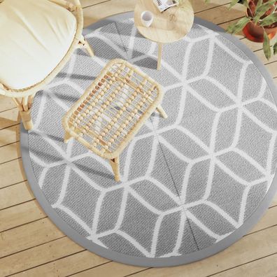 vidaXL Outdoor-Teppich ARAKIL Grau Ø160 cm PP