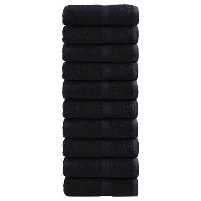vidaXL Premium-Seiftücher SOLUND 10 Stk. Schwarz 30x30 cm 600 g/m²