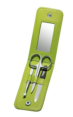 Maniküre Etui Spiegel 3-teilig Nagelschere Pinzette Feile Hautschere