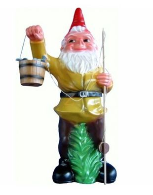 Gartenzwerg Angler Figur XXL-Zwerg stehend H 100 cm großer Deko Zwerg Gartenfigur
