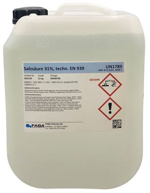 12 kg Salzsäure 31 %, 10 L