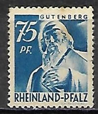 Französische Zone - Rheinland-Pfalz postfrisch Michel-Nummer 13 mit Falzresten