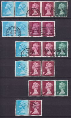 England GREAT Britain [Zdr] Lot ( O/used ) [01] Machin se-tenant 5x..2x