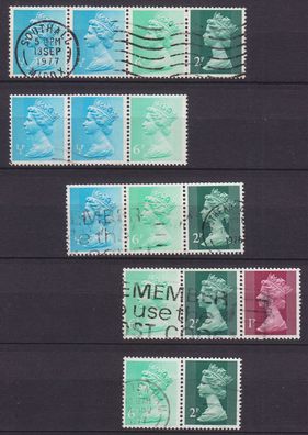 England GREAT Britain [Zdr] Lot ( O/used ) [03] Machin se-tenant 5x..2x