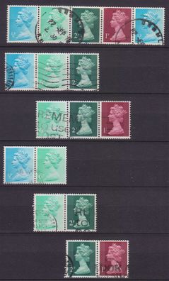 England GREAT Britain [Zdr] Lot ( O/used ) [05] Machin se-tenant 5x..2x