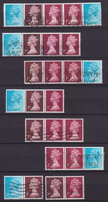 England GREAT Britain [Zdr] Lot ( O/used ) [06] Machin se-tenant 5x..2x