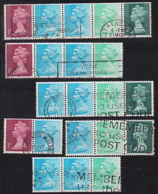 England GREAT Britain [Zdr] Lot ( O/used ) [07] Machin se-tenant 5x..2x