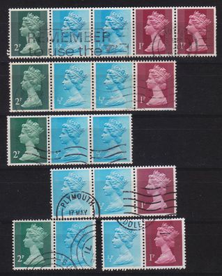 England GREAT Britain [Zdr] Lot ( O/used ) [10] Machin se-tenant 5x..2x