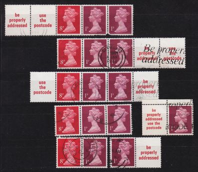 England GREAT Britain [Zdr] Lot ( O/used ) [13] Machin se-tenant 5x..2x