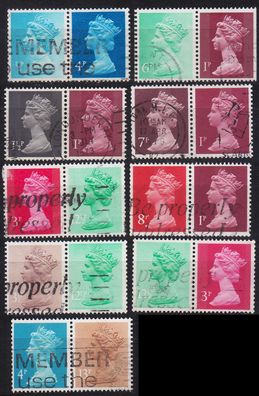 England GREAT Britain [Zdr] Lot ( O/used ) [18] Machin se-tenant div. 2er