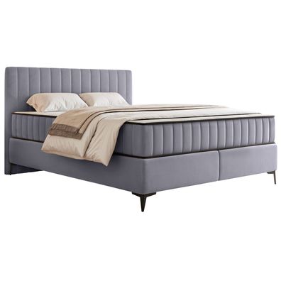 Selsey Mufasso - Boxbett 160x200 mit Bettkasten - wasserabweisender Velours, hellgrau