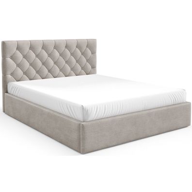 Selsey Aurevia - Polsterbett 140x200 mit Bettkasten und Samtbezug, beige