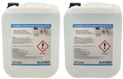 2 x 10 L Entkalker, flüssig, Kaffeevollautomat, vielseitig, Zitronensäure 10