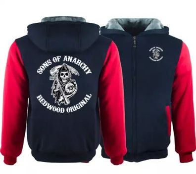 Sons Of Anarchy Verdickte Herren lassige Warme Zipper Kapuzenpullover Jacke DE