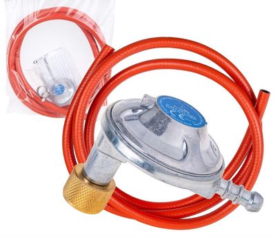 Gasanschluss-Set - Gasdruckregler + 2m Gasschlauch + Schlauchschellen 3/8"