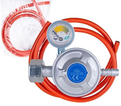 Gasanschluss-Set - Gasdruckregler mit Manometer + 2m Gasschlauch