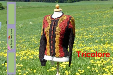 Strickjacke, Wolkenstricker, ricolore, Hand gestrickt, ungetragen, Gr. S