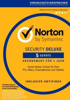 NORTON (Internet) Security Deluxe / 5-Geräte / 1-Jahr / KEIN ABO / KEY (ESD)