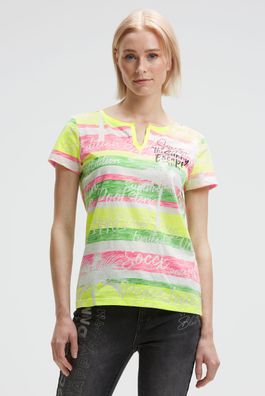 SOCCX T-Shirt mit Inside-Out Print in Neon Rainbow