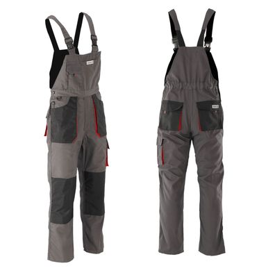 Arbeitshose / Latzhose DAN grau/rot Gr. S