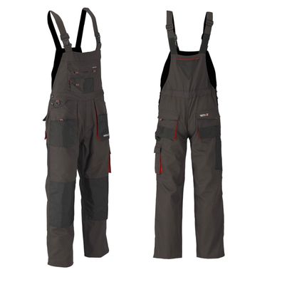 Arbeitshose / Latzhose BASALT schwarz/rot Gr. M