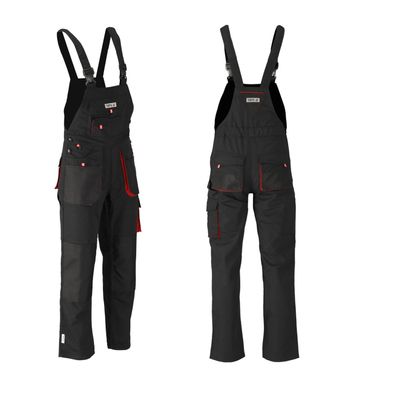Arbeitshose / Latzhose DUERO schwarz/rot Gr. M