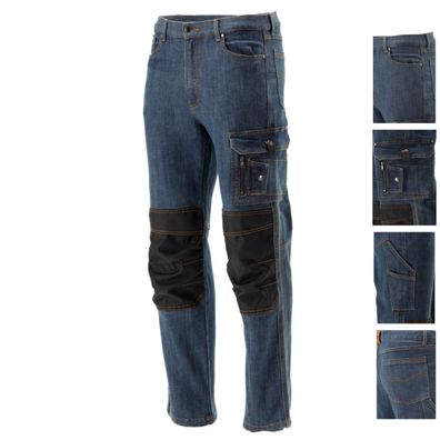 Arbeitshose, Strech Jeans, marine/schwarz Größe M