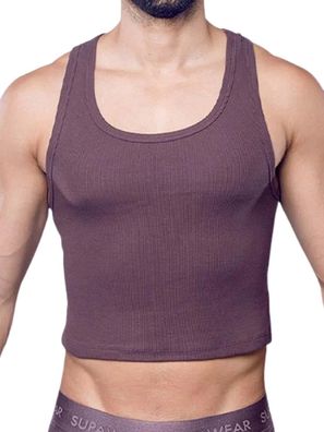 Supawear Ribbed Cropped Singlet Tank Top Peppercorn
