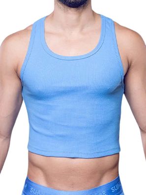 Supawear Ribbed Cropped Singlet Tank Top Marina