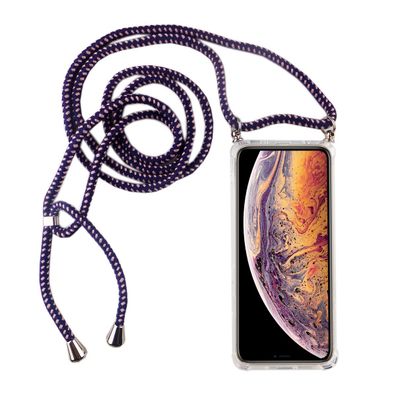 Apple iPhone X / XS Handykette Hülle mit Band Case zum umhängen Kordel Violett
