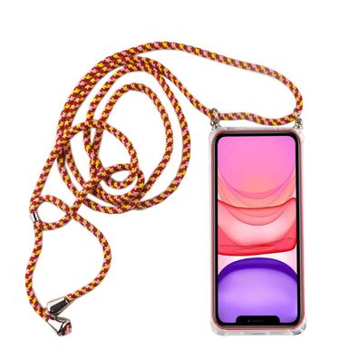 Apple iPhone 11 Pro Max Handykette Hülle mit Band Case zum umhängen Kordel Rot