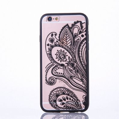 Apple iPhone SE 2020 Handy Hülle Mandala Case Schutzhülle Cover Blüte Schwarz