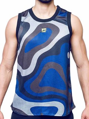 Supawear Mesh Jersey Tank Top Blue Print Combo