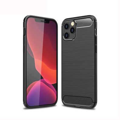 Hülle Handy Schutz für Apple iPhone 12 Pro Max Case Cover Bumper Carbon Schwarz