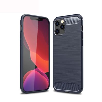 Hülle Handy Schutz für Apple iPhone 12 Pro Max Case Cover Bumper Carbon Blau