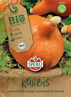 Sperli BIO Kürbis F1, die zwiebelförmigen Früchte des Hokkaido-Kürbisses