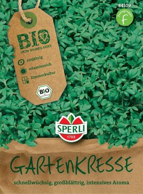 Sperli BIO Gartenkresse, einjährige vitaminreiche Gewürzpflanze mit mildem