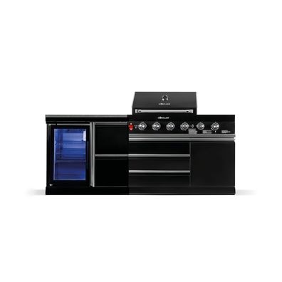 Goriller® Blackback S9 Outdoor-Küche, Gasgrill mit Kühlschrank, Edelstahl, Schwarz