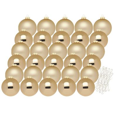 Weihnachtskugeln Brokatgold 30 Stk 6cm + Haken Inge-Glas