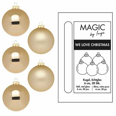 Weihnachtskugeln 30 Stk 6cm Brokatgold Inge-Glas