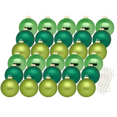 Weihnachtskugeln Evergreens 30 Stk 6cm + Haken Inge-Glas