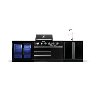 Goriller® BlackbackM6 Outdoor-Küche, Gasgrill mit Doppel-Kühlschrank, Waschbecken