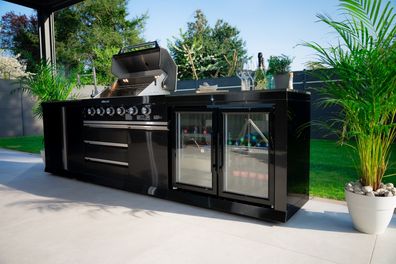 Goriller® BlackbackM6 Outdoor-Küche, Gasgrill mit Doppel-Kühlschrank, Waschbecken