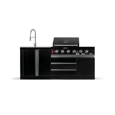 Goriller® Blackback S8 Outdoor-Küche, Gasgrill mit Waschbecken, Edelstahl